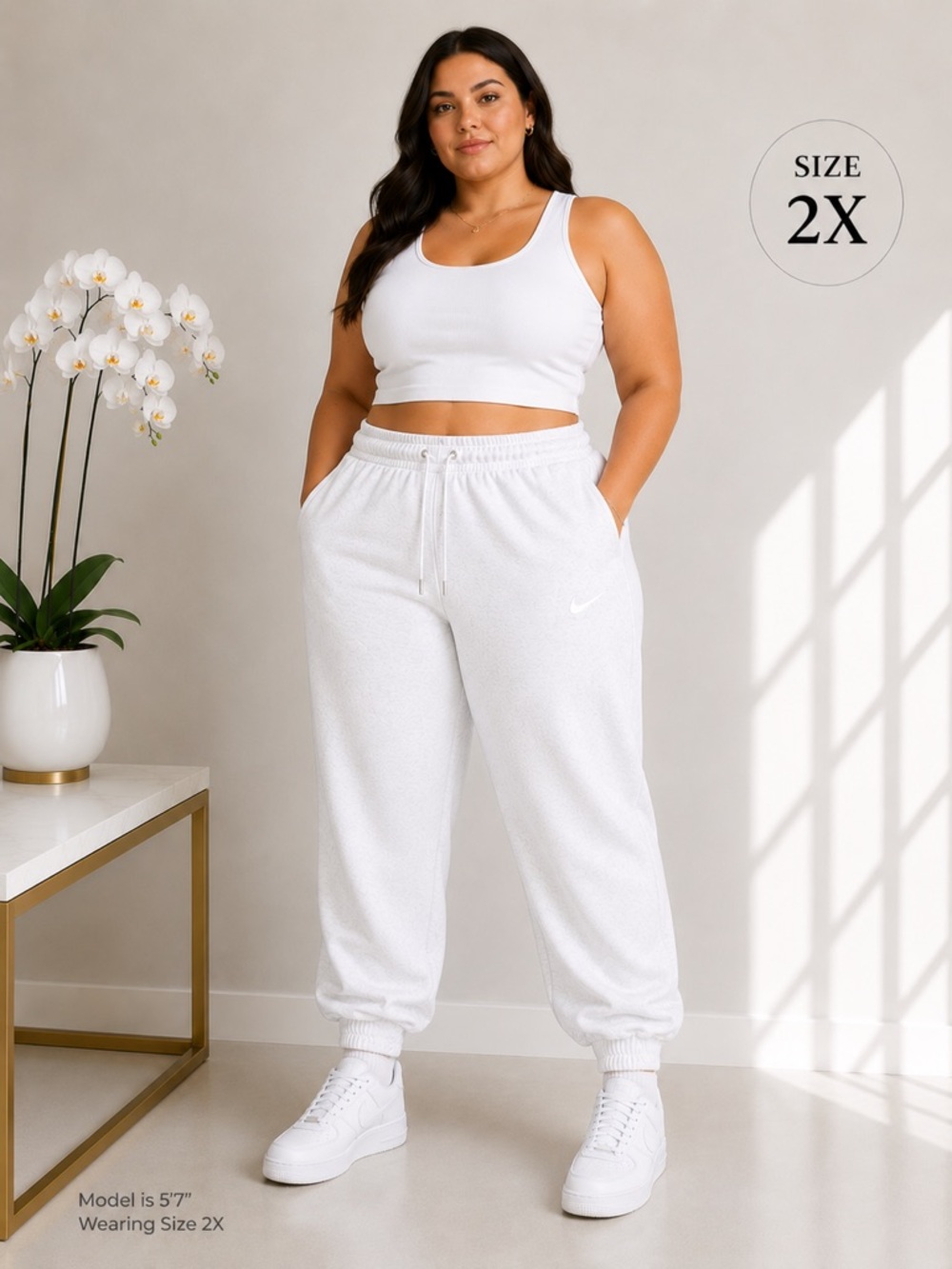 Nike Womens Club Fleece Slim Fit High Rise Joggers Birch 2X NEW